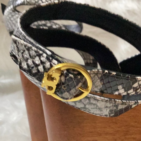 TORY BURCH LEATHER SNAKESKIN WOOD PLATFORM SZ 10 - Picture 7 of 16